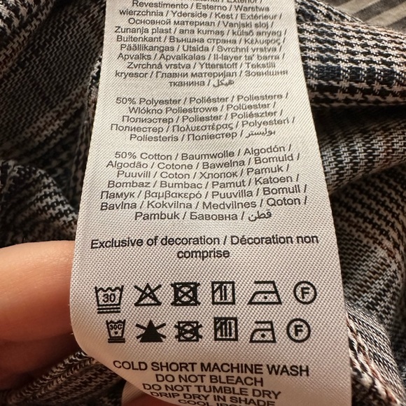 Navy/gray plaid wide leg trousers - Picture 3 of 4